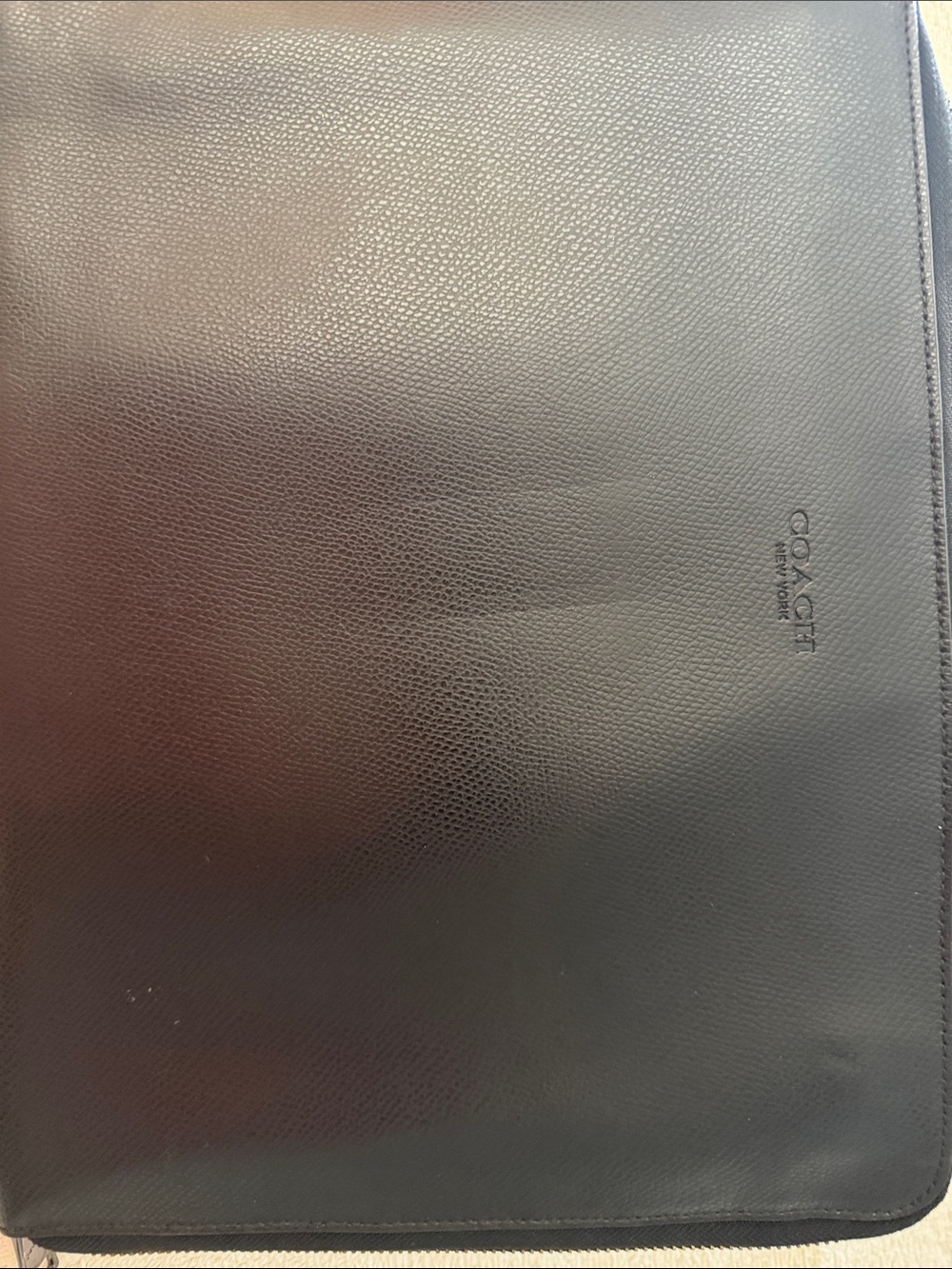 Coach Black Pebbled Leather Laptop Folio